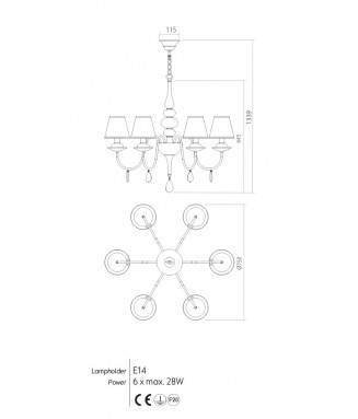 Elizee Pendant 6 Bronzo/Avorio