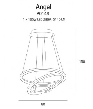 Angel 105W LED Dimmer, D-80cm / Rippvalgusti