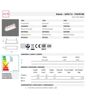 Alexia 10W LED, IP43 / Süvis. valgusti