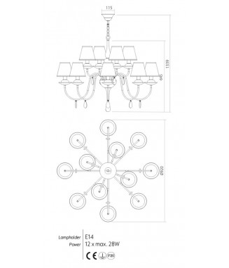 Elizee Pendant 12 Bronzo/Avorio /Rippvalgusti