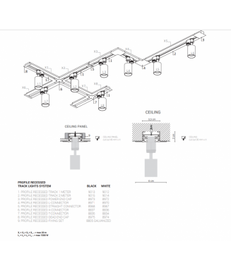 Track Recessed T Connector 8835 Black / T -siini ühendus - süvistatav