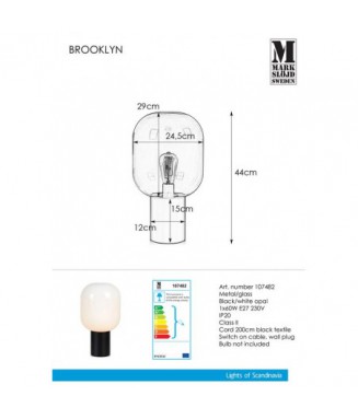 Brooklyn Brass/White, H-44cm, 107868 /Lauavalgusti