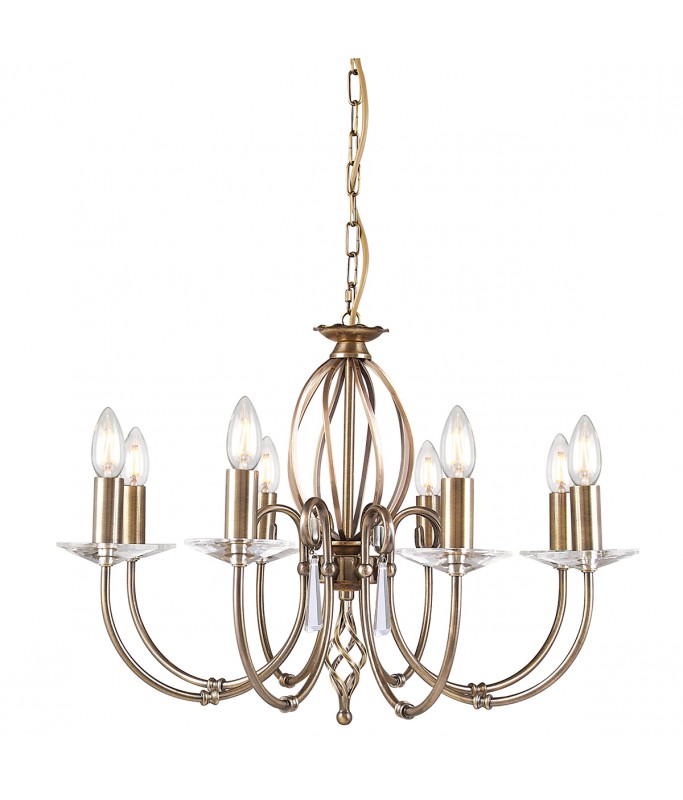 Aegean 8 Chandelier Aged Brass / Rippvalgusti