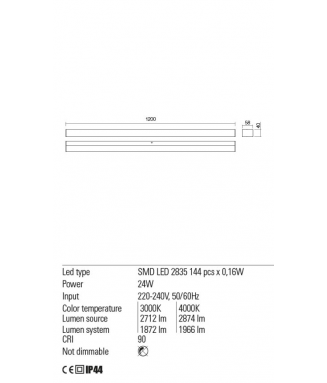 Task Chrome 24W L-120cm IP44