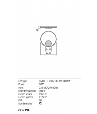 Orbit Wall White 28W LED/ Seina ja laevalgusti