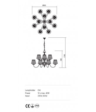 Cloe Pendant 12xE14/ Rippvalgusti