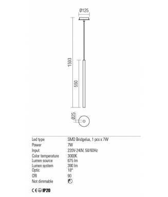 Kanji White H-55cm / Rippvalgusti