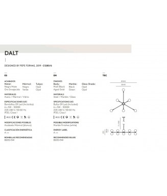 Dalt C1280/6 Aged Gold- Green Marble