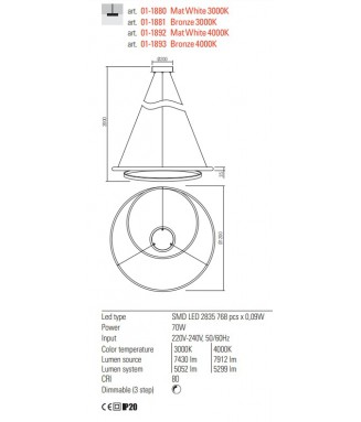 Torsion Pendant D-120cm Bronze 70W LED/ Rippvalgusti