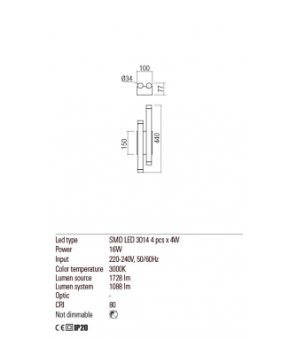 Madison Wall Satin Copper 01-2034/ Seinavalgusti