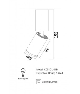 C051CL-01B, 1xGU10 / Laevalgusti