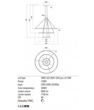 Orbit Bronze D120/80/40 Triac 01-2243 /Rippvalgusti