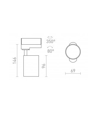 Conner White/Black 1xGU10, 3-F / Siinivalgusti, 3-faasiline