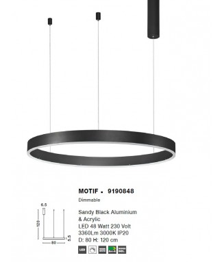 Motif Black D-80 Pendant 9190848 / Rippvalgusti