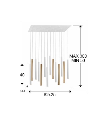 Varas White/Gold 373437G, 82x25cm / Rippvalgusti