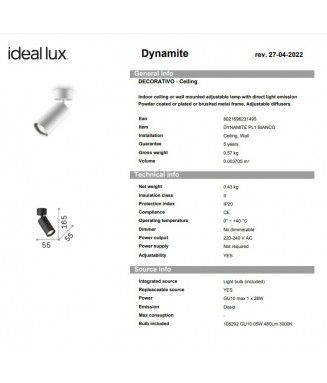 Dynamite PL1 Nero/ Spotvalgusti