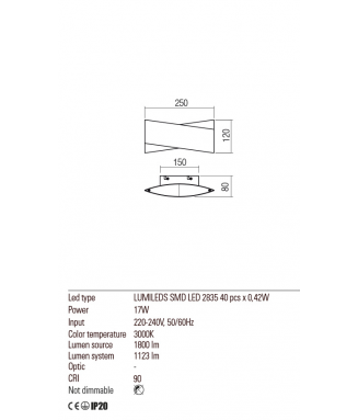 Xavier White/Gold 01-2380/ Seinavalgusti