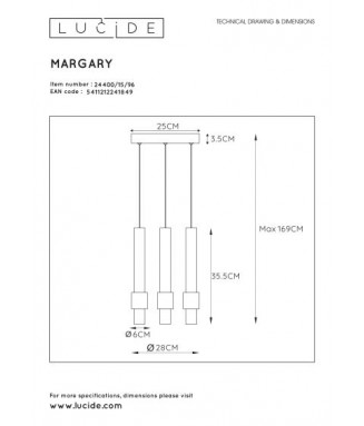 Margary 24402/15/30 Matt Black/ Rippvalgusti