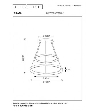 Vidal 46403/92/02 D-78/58cm / Rippvalgusti