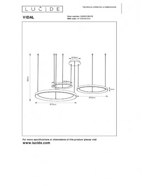 Vidal 46403/99/02 D-78/58/38cm / Rippvalgusti