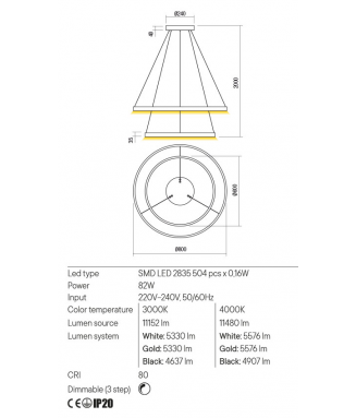 Febe Matt Gold D-80/60, 01-2895 /Rippvalgusti