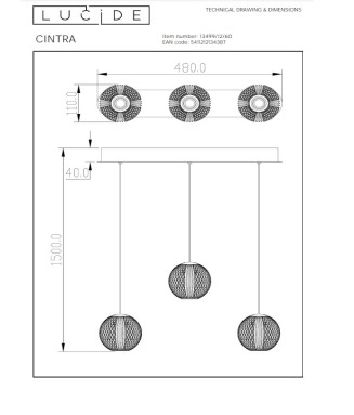 Cintra 13499/12/60 / Rippvalgusti