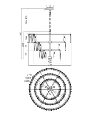 MOD043PL-18CH D-77cm Rippvalgusti