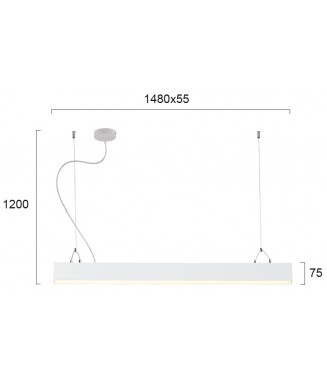 Station White 60W LED L-150cm / Rippvalgusti