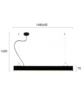 Station Black 60W LED L-150cm/ Rippvalgusti