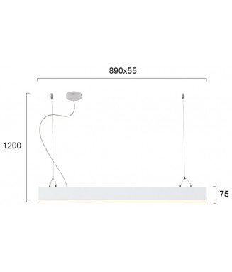 Station White 30W LED L-90cm/ Rippvalgusti