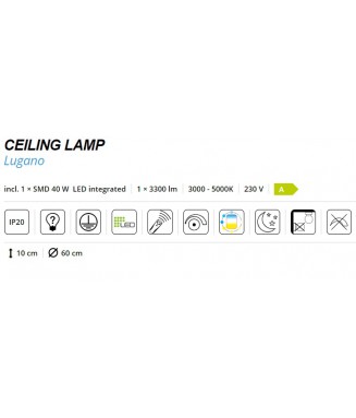 Lugano White Ceiling D-60 40W LED