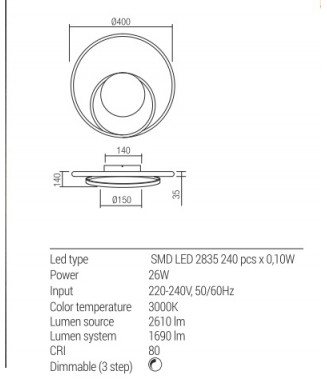 Torsion Wall White 26W LED/ Seina ja laevalgusti