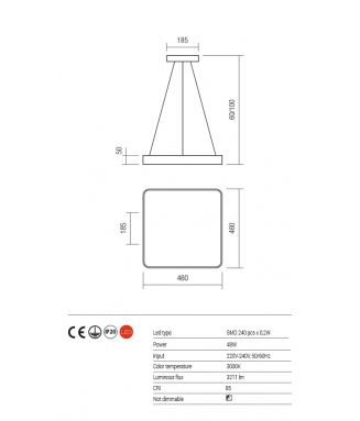 Screen Pendant 48W LED