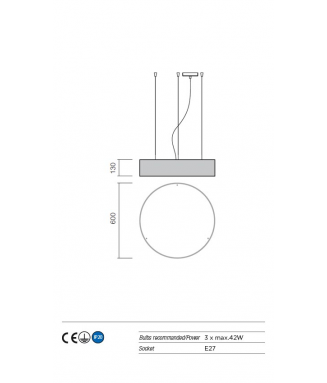 Charlie Pendant D-60cm Orange/ Rippvalgusti