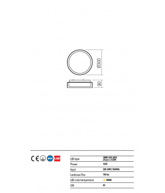 Naji Ceiling 12W LED IP44