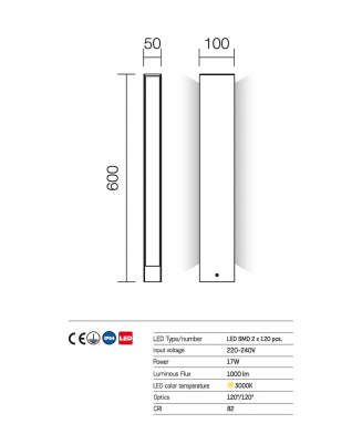 Twin Bollard 17W LED Grey/ Pollarvalgusti