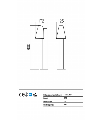 Alvar Bollard  Grey 1xGU10