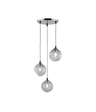 Clooney Pendant 3 Smoke/ Chrome / Rippvalgusti