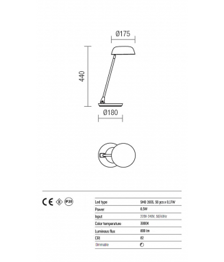 Mile White Table 8,5W LED